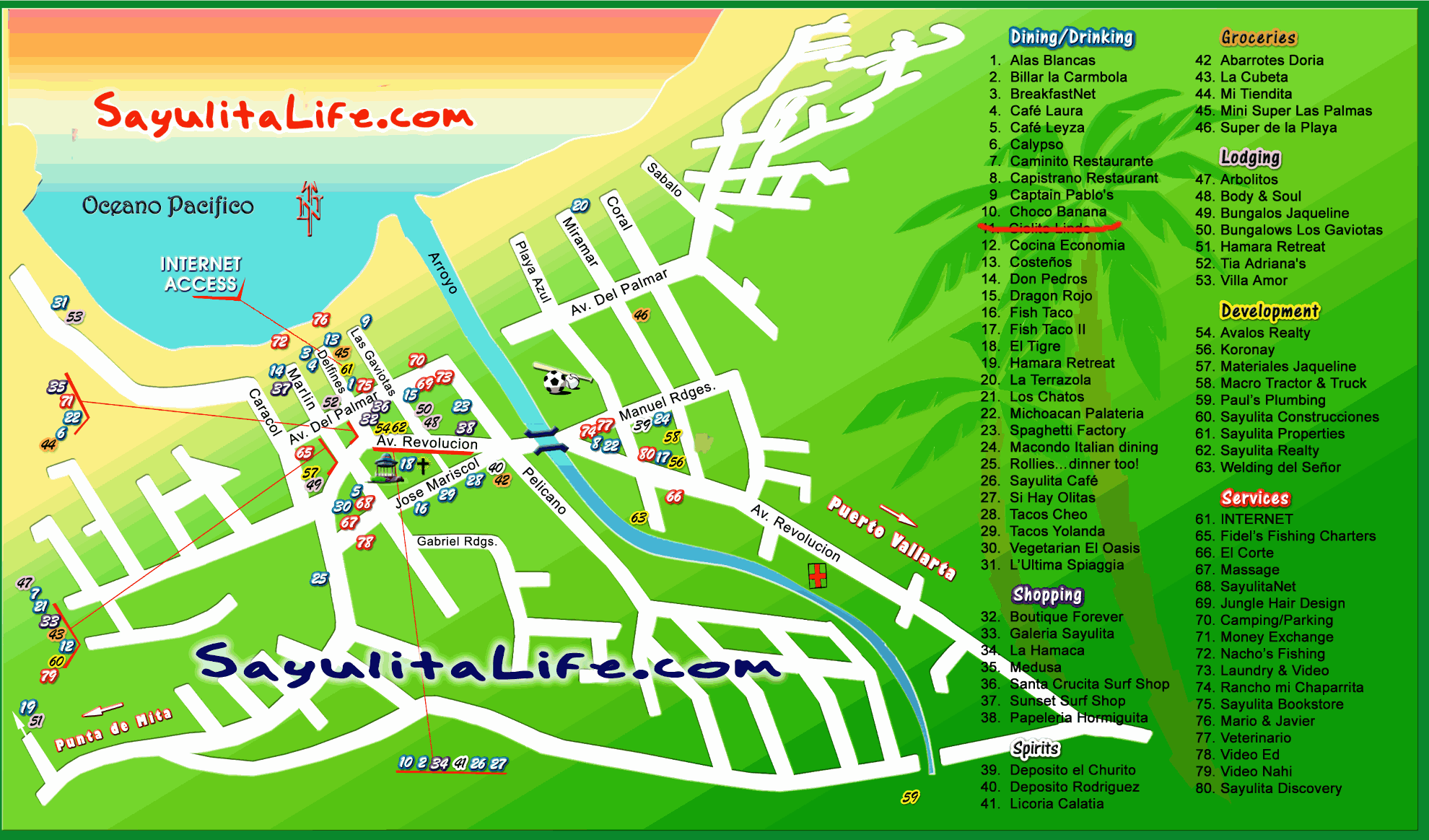 Maps of Vacation Rentals, Restaurants, Shops, Beaches, Town Layout