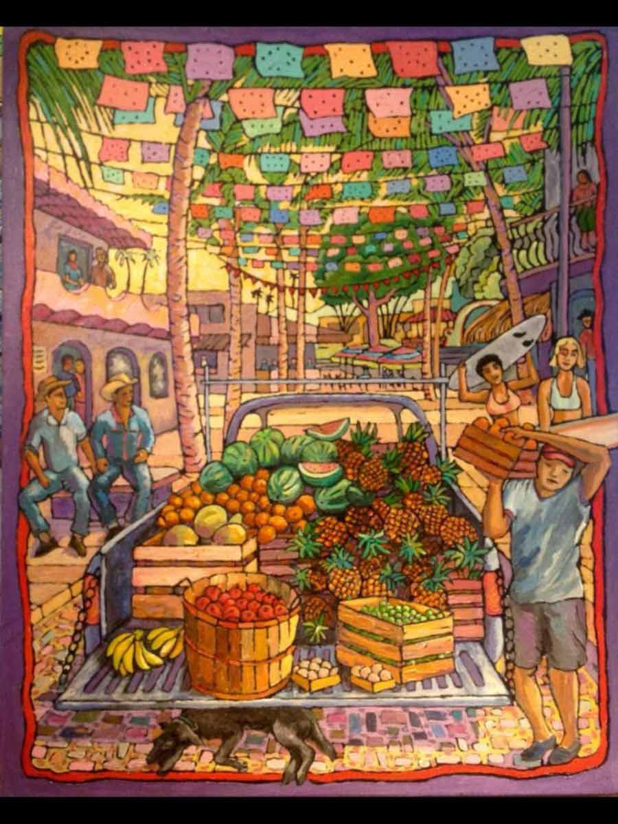 Fruit Truck in the plaza painting by Jim Starkey
