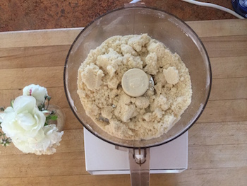 ingredients for fruit crumble topping in food processor