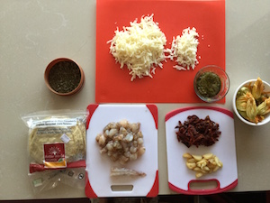 Ingredients for Shrimp Pesto Pizza