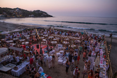 tables set up on the beach at Don Pedro's